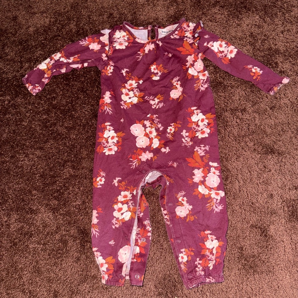 Charming Floral Kids Footie in Purple